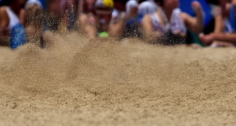 Image similar to olympic swimming in sand instead of water, extremely coherent, motion blur