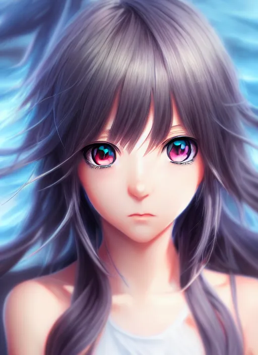 Image similar to portrait of beautiful young anime girl, realistic shaded Perfect face, fine details. Anime, final fantasy, highly detailed, artstation, illustration, art by Michael Giaimo