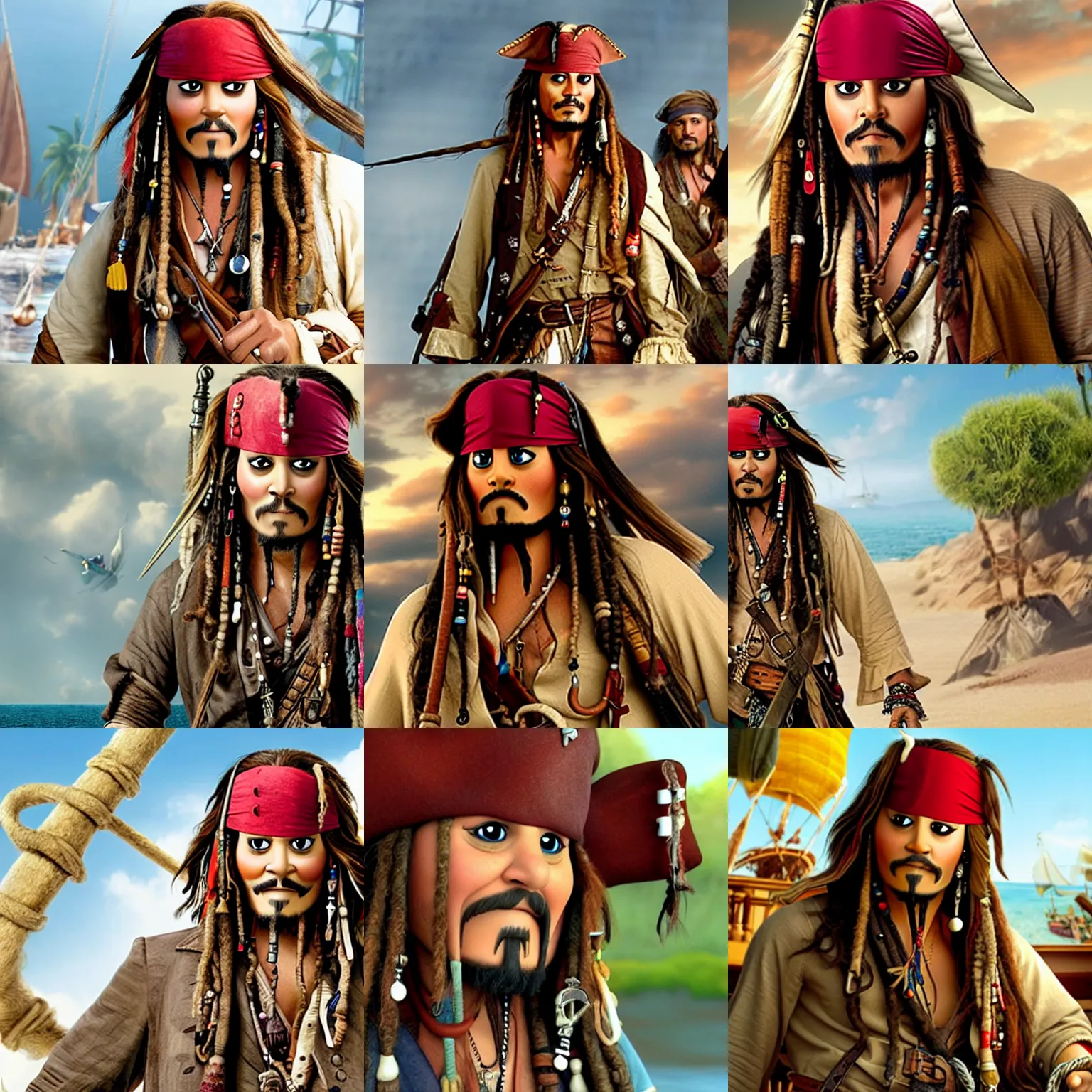 Prompt: Jack Sparrow as seen in Disney Pixar's Up (2009)