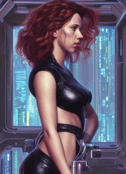 Prompt: full length photo of scarlett johansson the cover of sports illustrated 1 9 6 5, cyberpunk, science fiction, intricate, elegant, highly detailed, digital painting, artstation, concept art, matte, sharp focus, illustration, hearthstone, art by artgerm and greg rutkowski and alphonse mucha