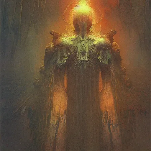 Image similar to archangel judgement, by beksinski, wayne barlowe, ruan jia, adrian smith fantasy art