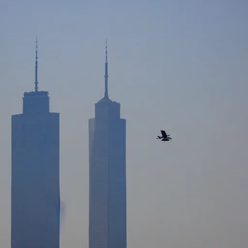 Prompt: twin towers hit by planes