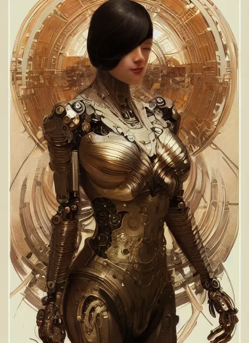 Image similar to mechanical humanoid, masterpiece, intricate, elegant, highly detailed, digital painting, artstation, concept art, smooth, sharp focus, illustration, art by artgerm and greg rutkowski and alphonse mucha and uang guangjian and gil elvgren and sachin teng, symmetry!!