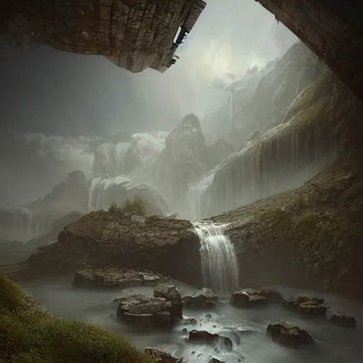 Image similar to michal karcz grunge painting of a beautiful landscape. , fantasy theme, detailed, elegant, intricate, 4k,