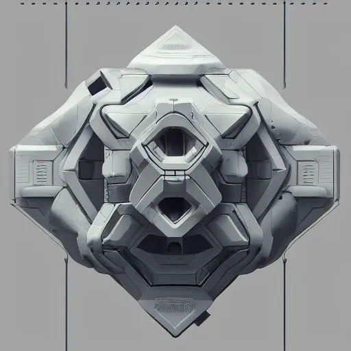 Image similar to geometric scifi tech hardsurface, symmetric form exploration, big medium small, artstation, concept art