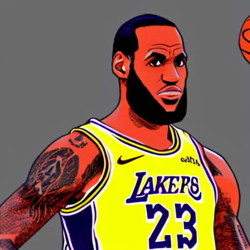 Prompt: LeBron James as an Anime character