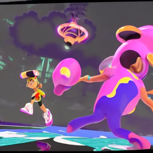 Prompt: drake preforming in splatoon