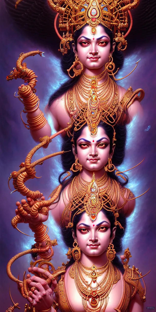 Prompt: beautiful hindu goddess fantasy character portrait, full figure, ultra realistic, intricate details, the fifth element artifacts, highly detailed by peter mohrbacher, hajime sorayama, wayne barlowe, boris vallejo, aaron horkey, gaston bussiere, craig mullins