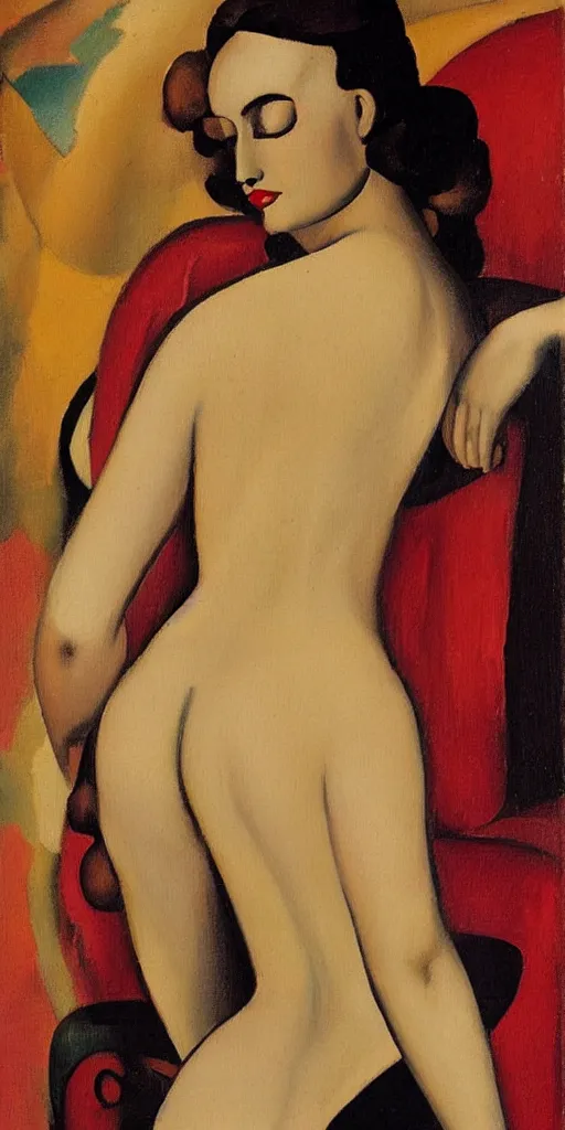 Image similar to Lower back of a beautful woman, painted by Tamara de Lempicka