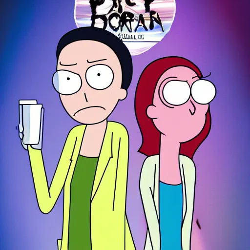 Prompt: promotional poster for a female version of rick and morty