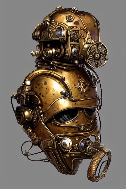 Image similar to steampunk helmet fantasy art mask robot ninja stylized digital illustration sharp focus, elegant intricate digital painting artstation concept art global illumination ray tracing advanced technology chaykin howard and campionpascale and cooke darwyn and davis jack