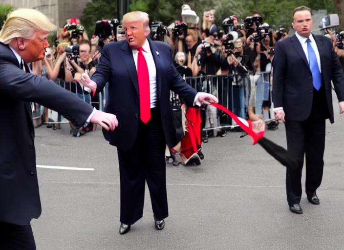 Prompt: paparazzi photograph of donald trump being publicly humiliated, 8 k