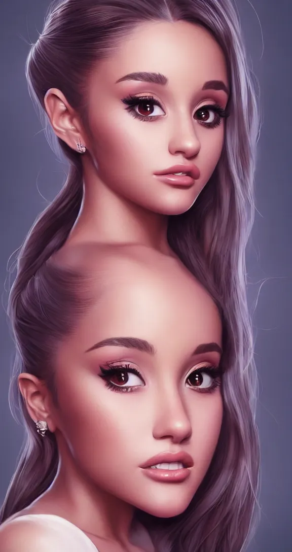 Prompt: Portrait of beautiful Ariana Grande, detailed facial features, full body, elegant, by artgerm, artstation