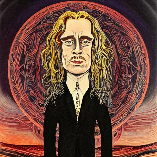 Prompt: Tommy Wiseau's deal with the devil, award winning renowned painting by Kay Nielsen, trending on Artstation, detailed