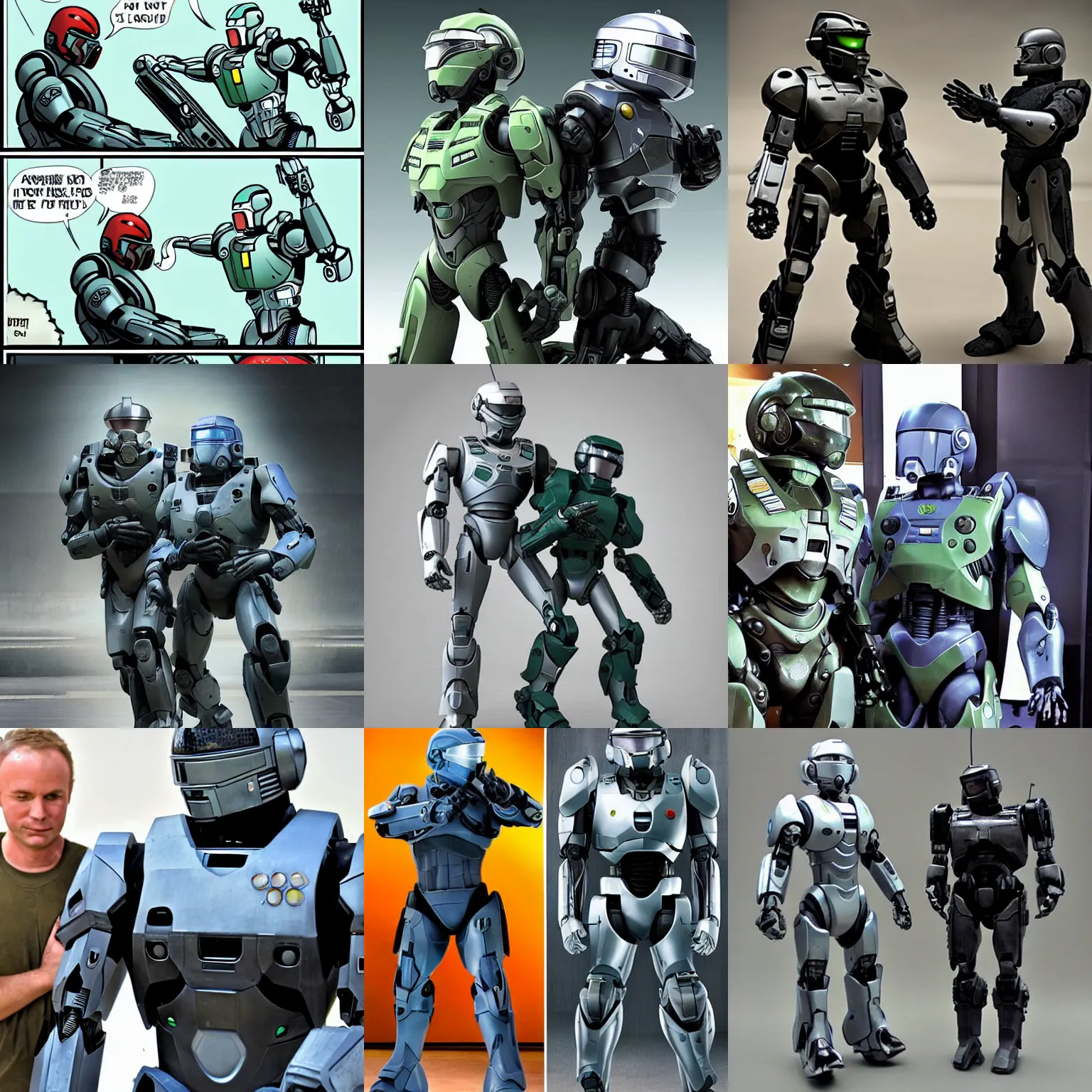 Prompt: Master Chief and Robocop, love at first sight