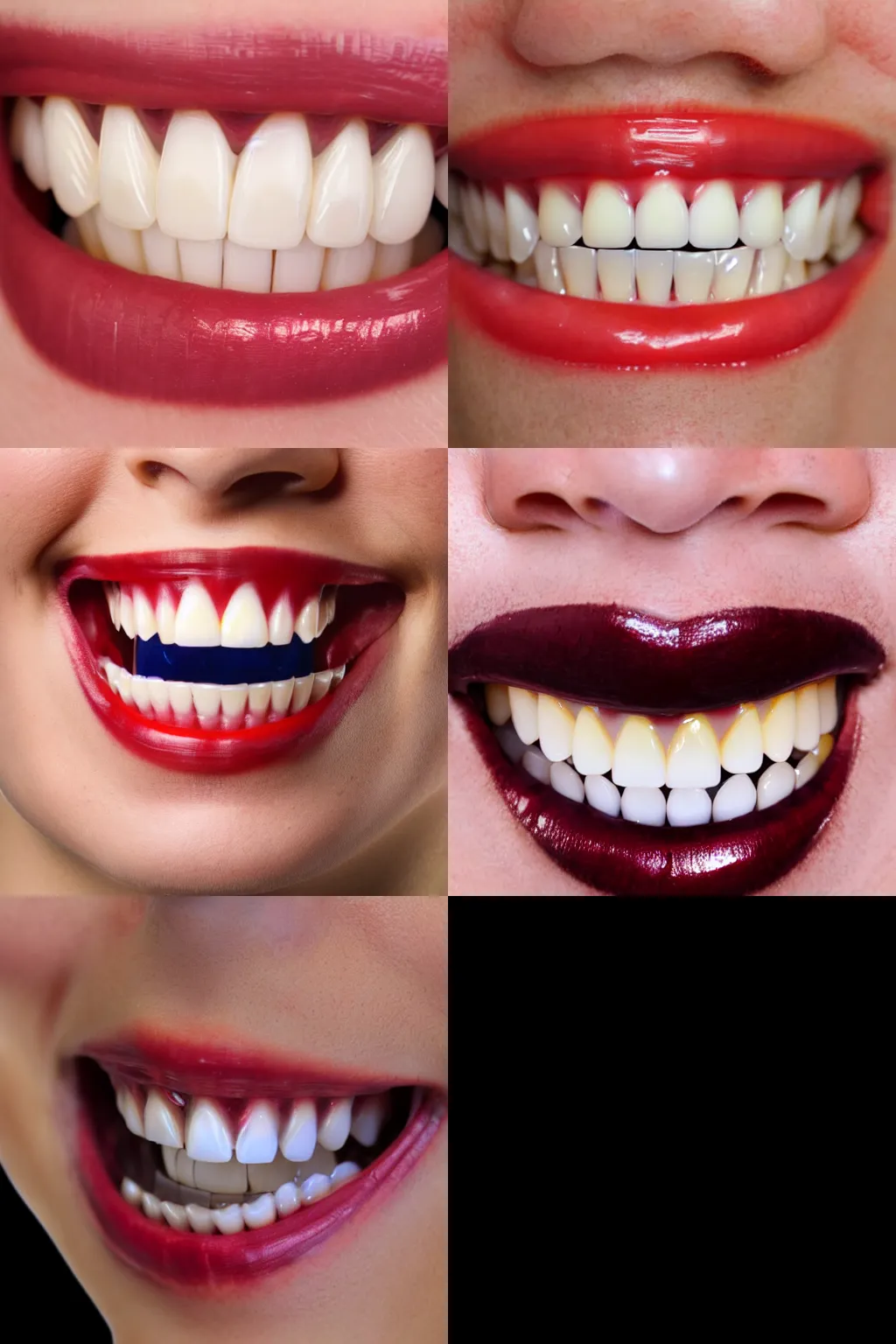 Prompt: Plastic vampire teeth. Product photo.