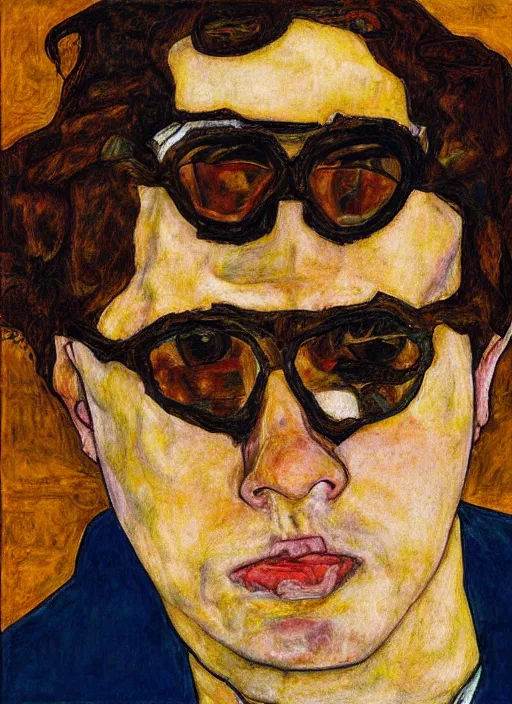 Image similar to portrait of elton john in a golden hour lighting, painted by egon schiele, 8 k extremely realistic and highly detailed