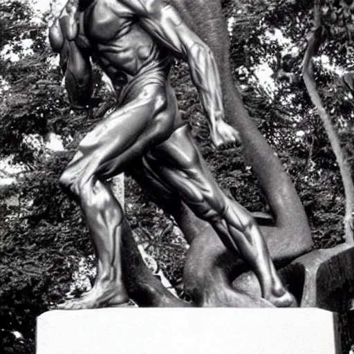 Prompt: Bruce Lee as Thinker by Rodin