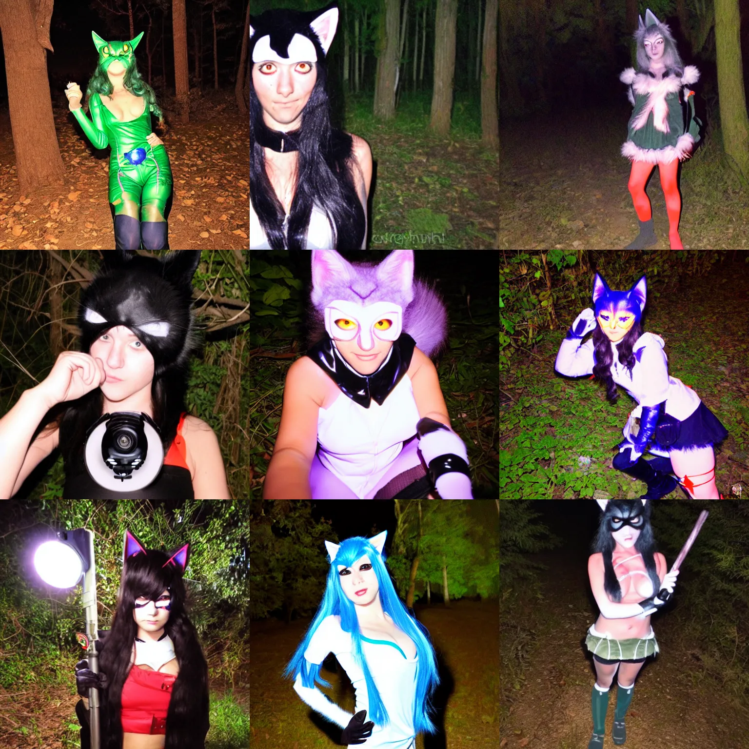 anime catgirl caught on a midnight trail cam