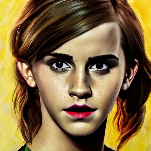 Prompt: realistic Portrait painting of Emma Watson as WrestleMania contestant, made by Michaelangelo, physical painting, Sharp focus,digital art, bright colors,fine art, trending on Artstation, unreal engine.