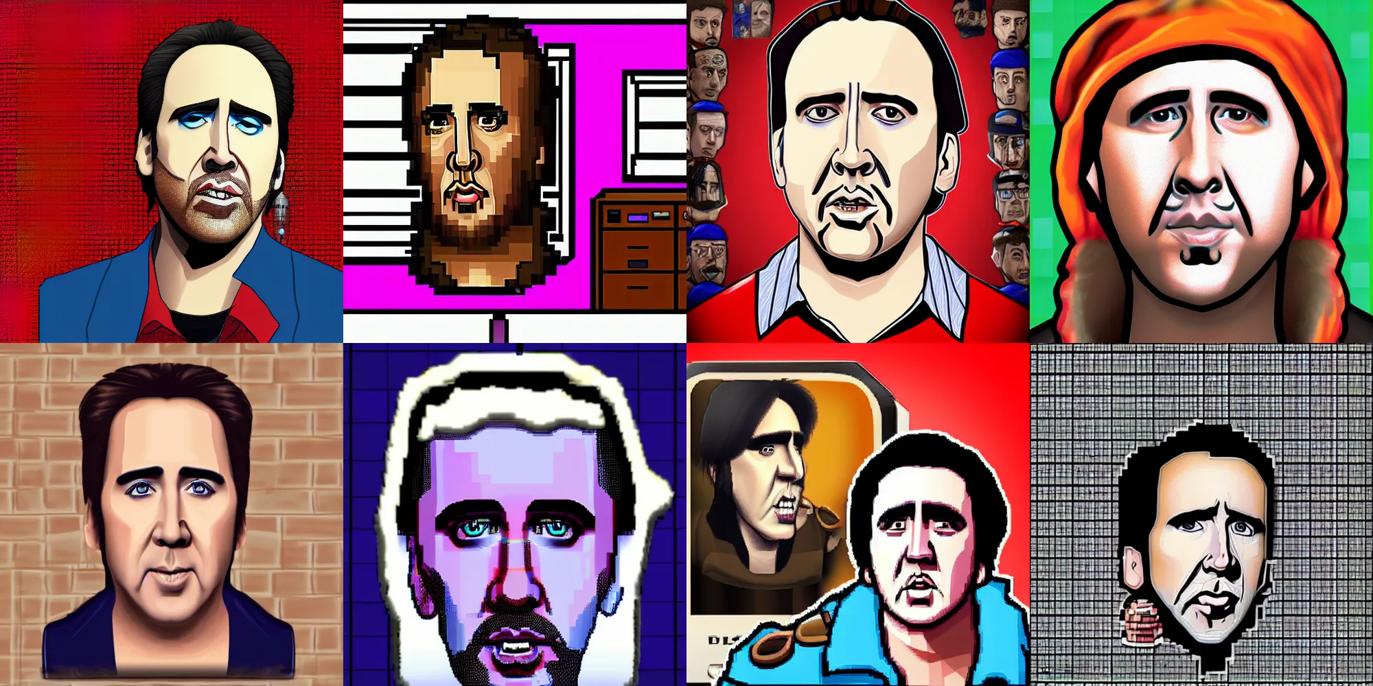 Prompt: Nicolas cage portrait in Habbo Hotel style