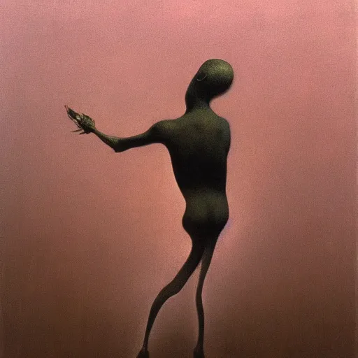 Image similar to fencer by Zdzisław Beksiński, oil on canvas