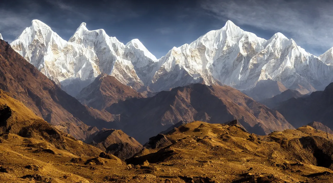 Prompt: majestic mountain landscape of nepal, high definition, high detail, 8k, photorealistic,