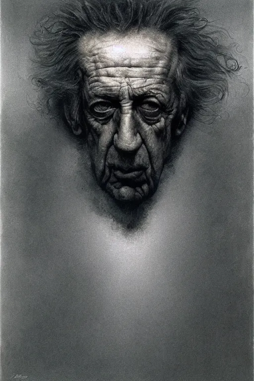 Prompt: portrait of Nicholas Ray by Zdzislaw Beksinski