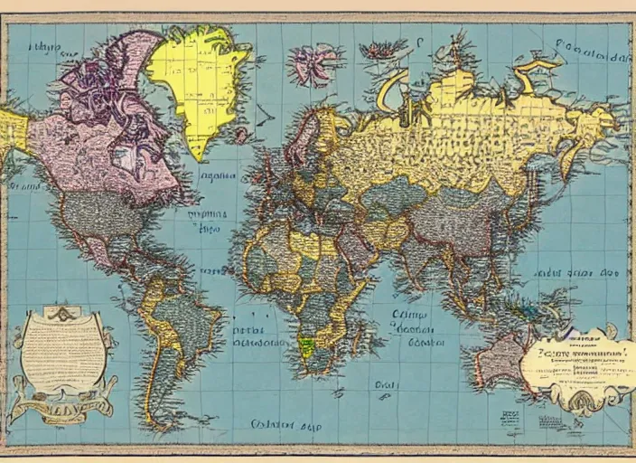 Image similar to a political map of the superstates that rule earth in the year 3 0 0 0, beautiful composition, amazing details, map illustration