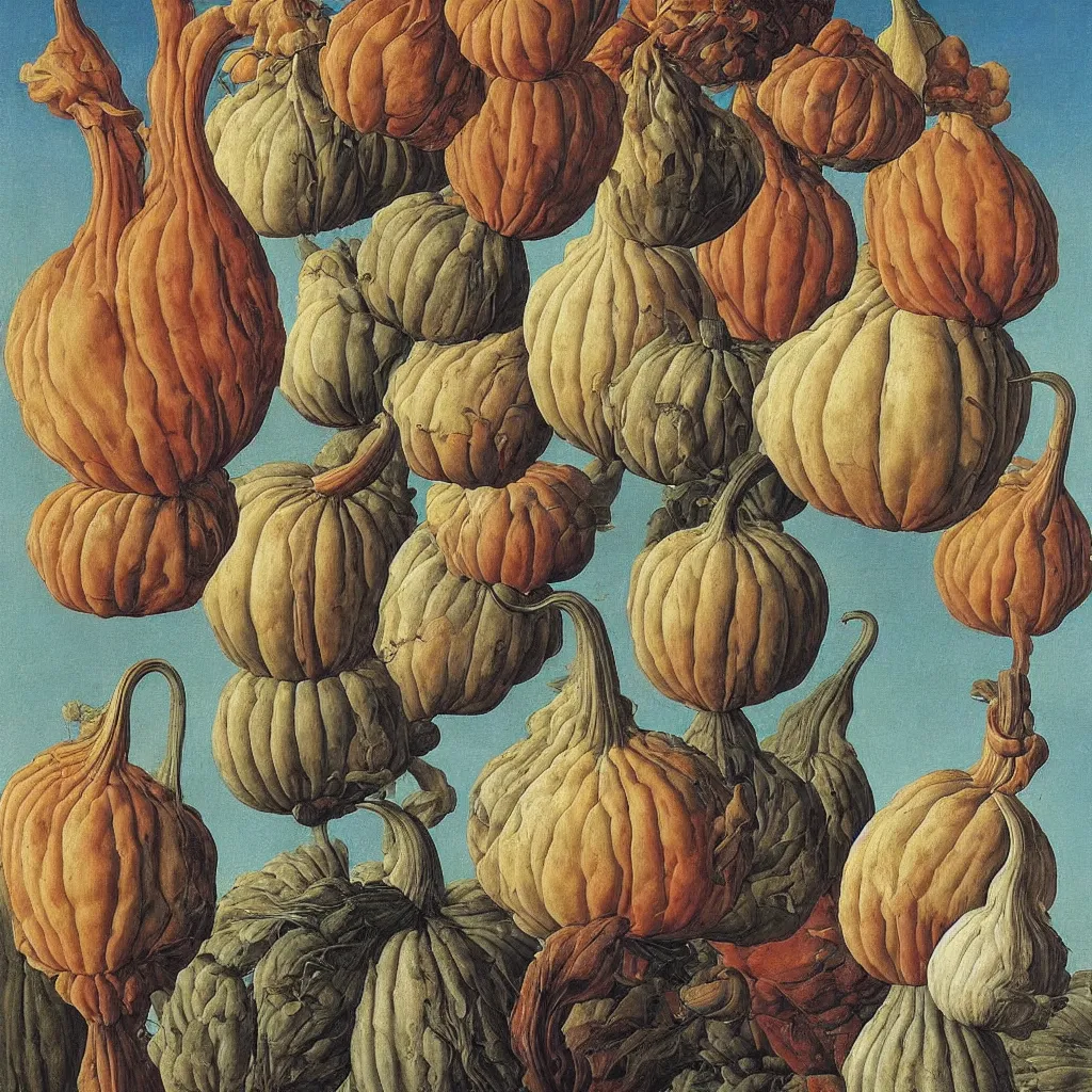 Prompt: a single colorful! ( botticelli ) gourd tower white! clear empty sky, a high contrast!! ultradetailed photorealistic painting by jan van eyck, audubon, rene magritte, agnes pelton, max ernst, walton ford, andreas achenbach, ernst haeckel, hard lighting, masterpiece