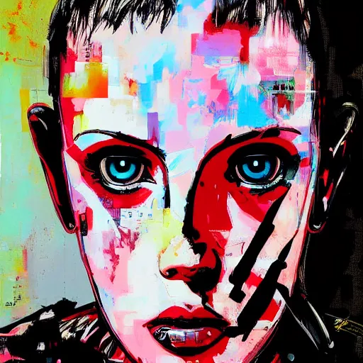 Image similar to Portrait of cyborg Millie Bobby Brown by Yoji Shinkawa