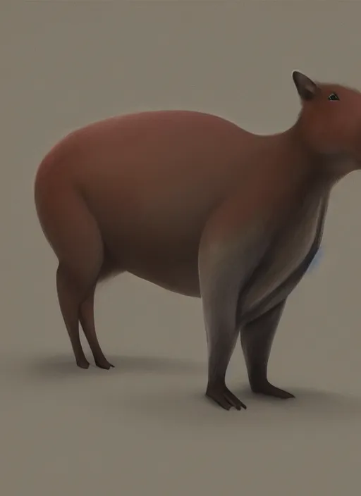 Image similar to detailed full body concept pastel painting of a capybara cowboy, octane render, 4k