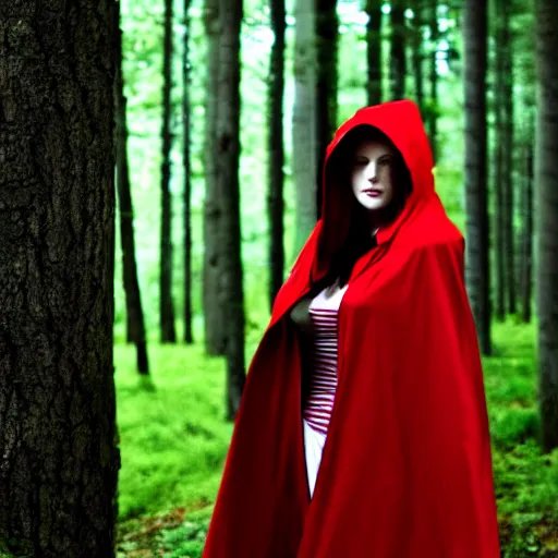 Image similar to photo of a real-life beautiful red riding hood rogue