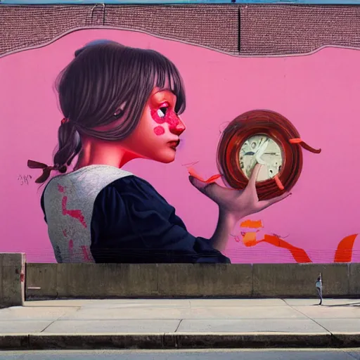 Prompt: pink and orange, street art by Etam Cru and Madsteez Jessie unterholder, katey truhn