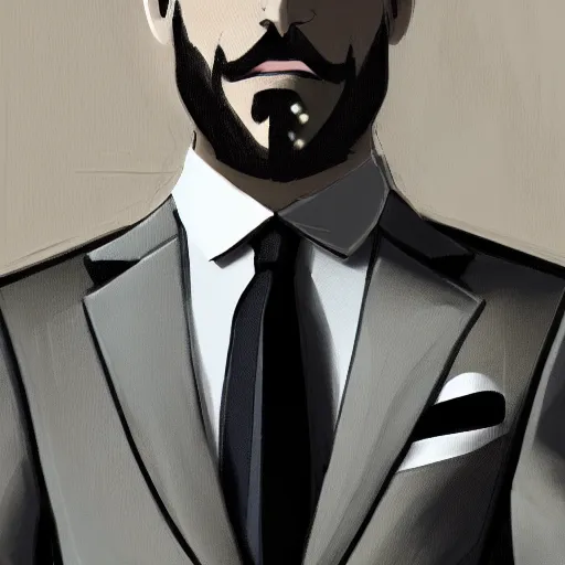 Image similar to Gentleman in a suit and tie by Vincento Osada, trending on artstation, 4k, masterpiece, art gallery