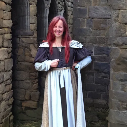 Prompt: dr alice roberts in medieval garb