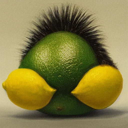 Prompt: a painting of a kiwi disguised as a lemon, trending on artstation, full hd, award winning, beautiful illustration, 4k