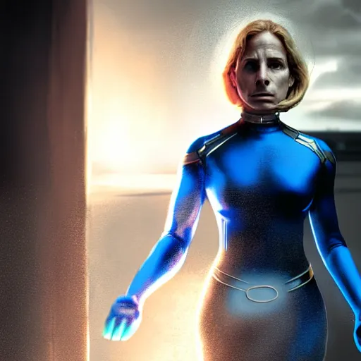 Image similar to a scene of the invisible woman from fantastic four, in the style of greg rutkowski, digital photography, photorealistic, realistic, extreme detail