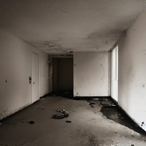 Image similar to abandonded hispital room, eerie vibes, sinister harsh lighting, dslr