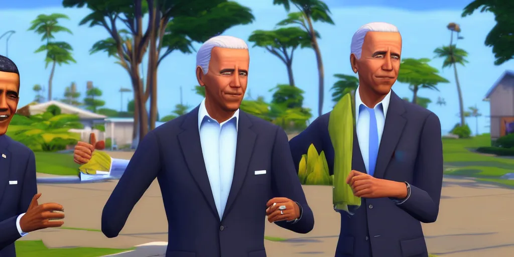 Prompt: barack obama and joe biden in the sims 4, in game screenshot, 8 k resolution