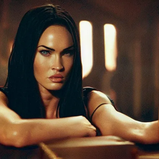 Prompt: Still of Megan Fox on the Jedi Council, Star Wars | Cinematic Lighting, beautiful composition, 8K resolution