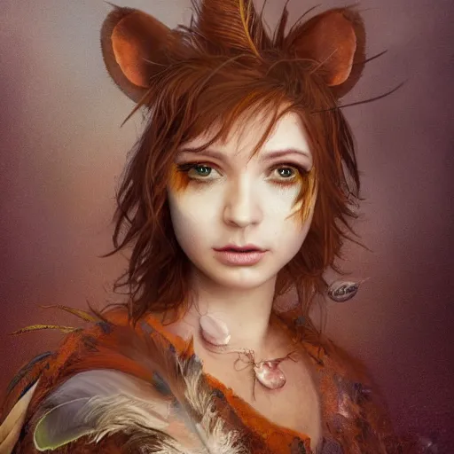 Prompt: portrait character design, a cute feathered mouse, feathers plumage, plumed by brian froud, portrait studio lighting by jessica rossier and brian froud