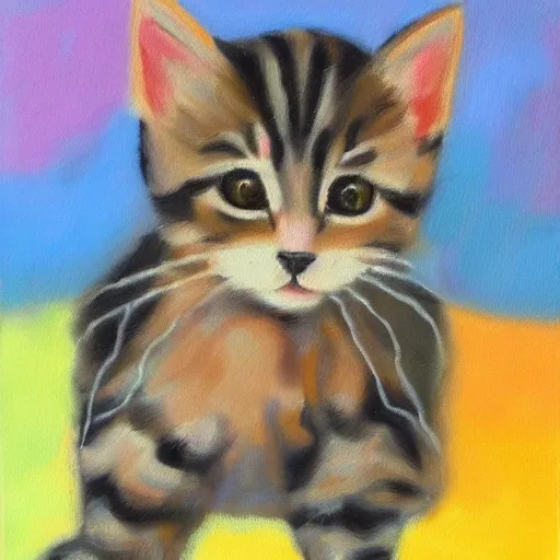 Prompt: an oil painting of a kitten