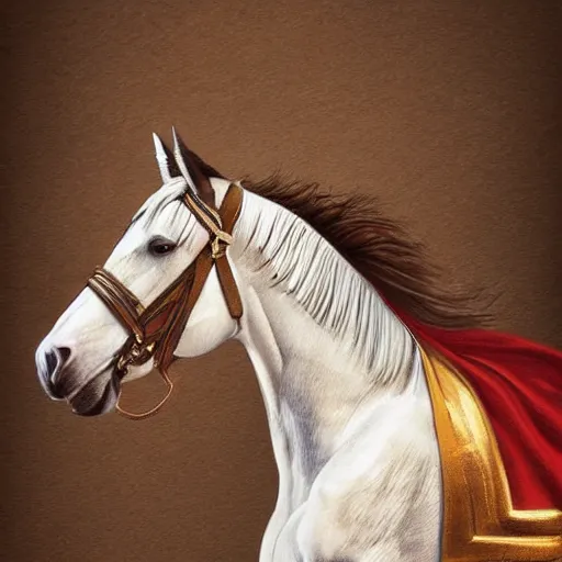 Image similar to a resplendant impressive portrait of a noble horse rearing up. fantasy art, alex ross, heroic lighting, very very very beautiful raytraced rendering