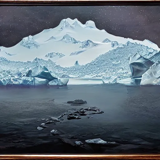 Prompt: menacing absence trailblazer Antarctica glacial cult incomprehensible reality ambience, realistic fantasy, oil painting, extremely high detail, photorealistic, cinematic lighting, oil painting, intricate line drawings, 4k resolution