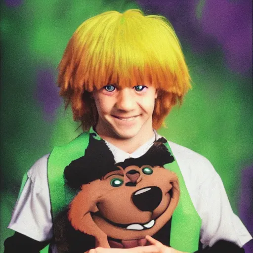 Image similar to a hyper realistic award winning yearbook photo of shaggy from scooby - doo