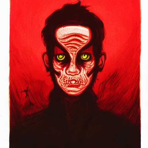 Image similar to a man with red glowing eyes