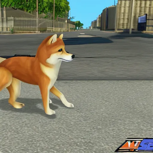 Prompt: a shiba Inu in GTA San Andreas