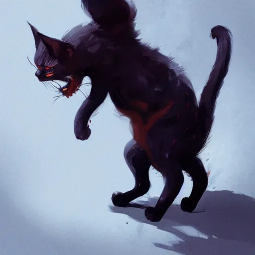 Image similar to Infernal cat, greg rutkowski, trending on artstation.