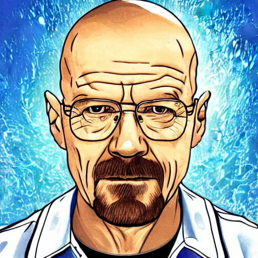 Prompt: walter white swimming in a fishbowl